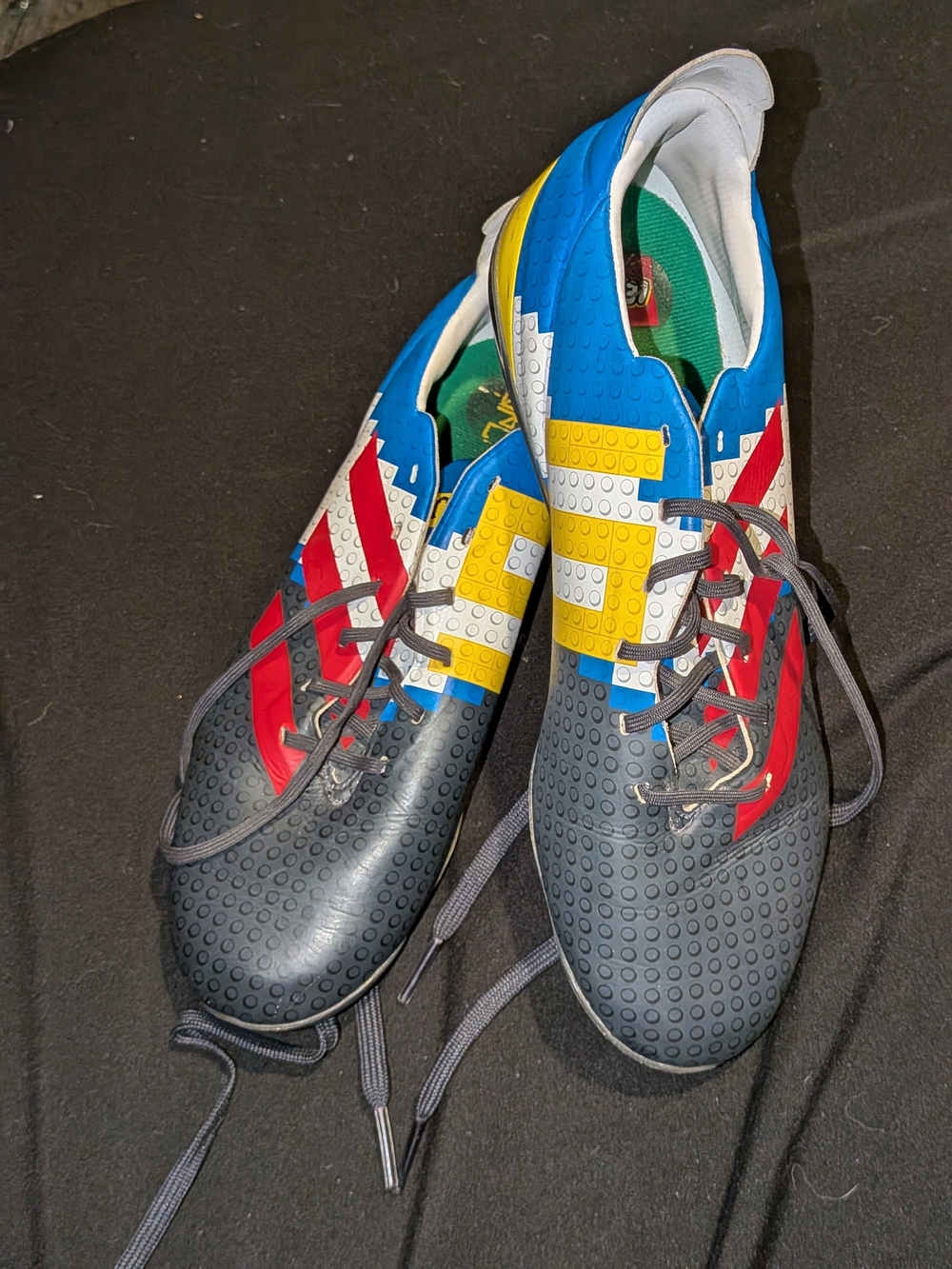 adidas X Legos Kids Multicolor Athletic Cleats - Blue, Red, Yellow, Gray, White